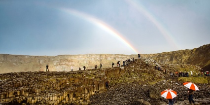 Giant's Causeway on a rainbow day